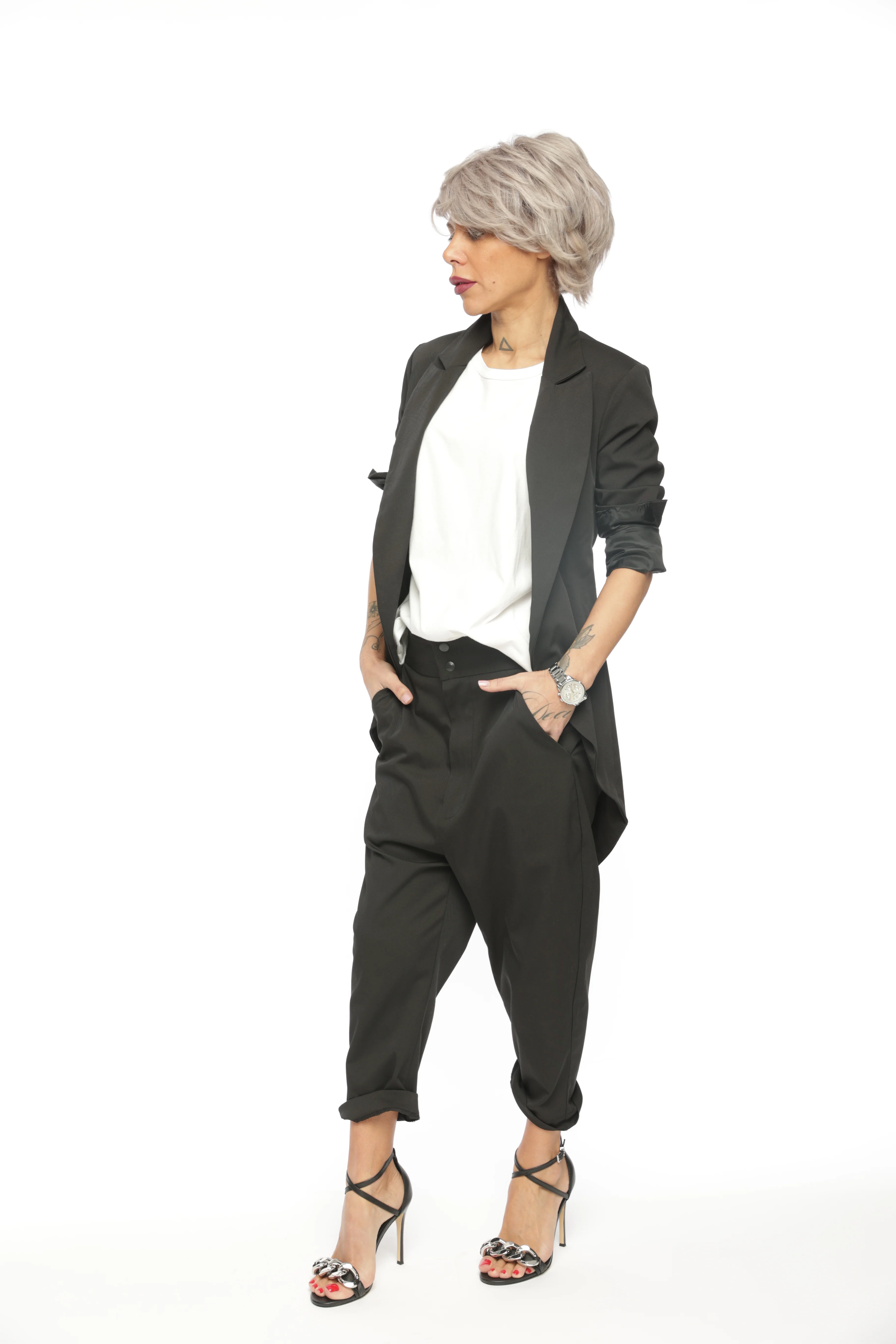 Slim-Fit Blazer Jacket with Long Back - Image 4