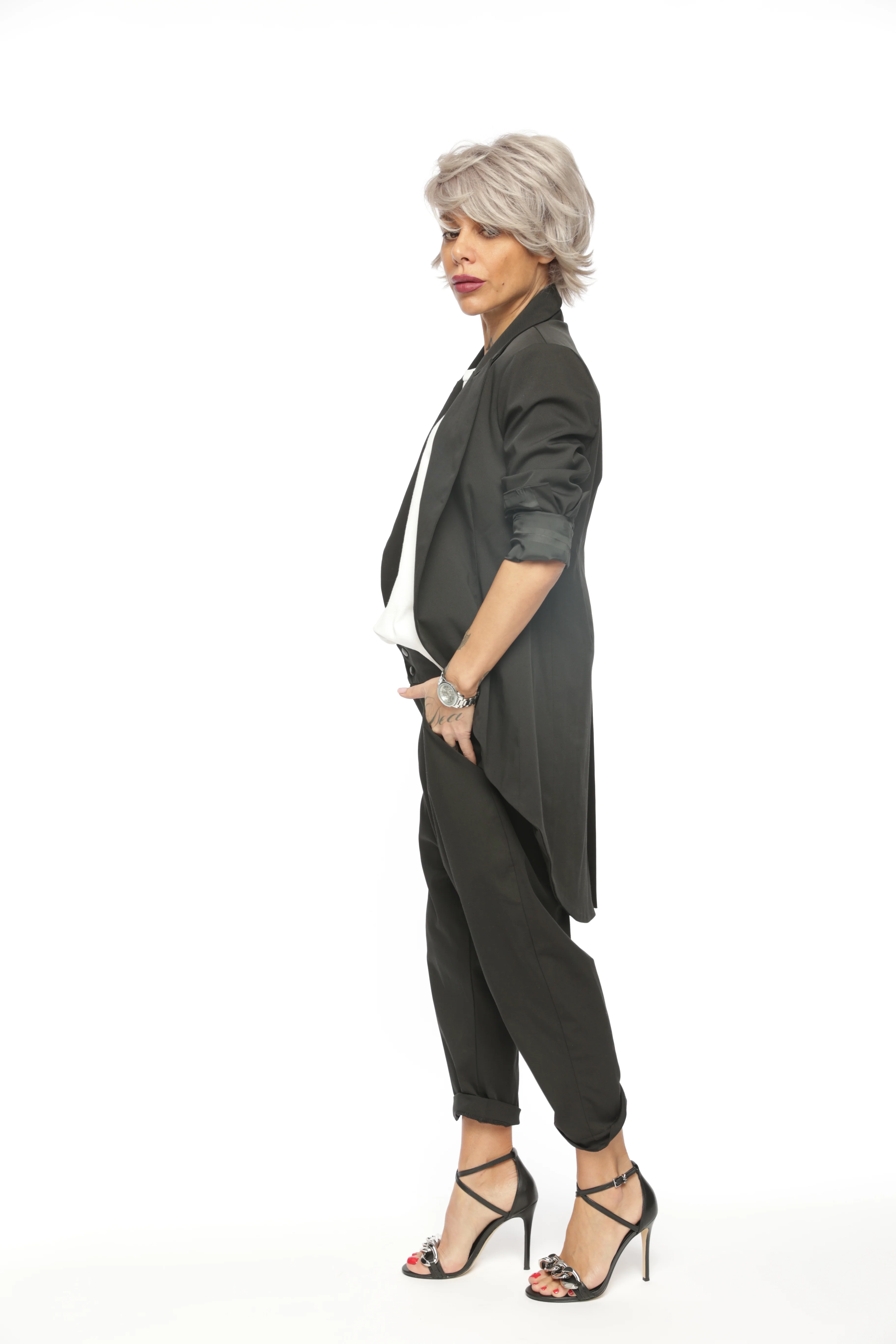 Slim-Fit Blazer Jacket with Long Back - Image 6