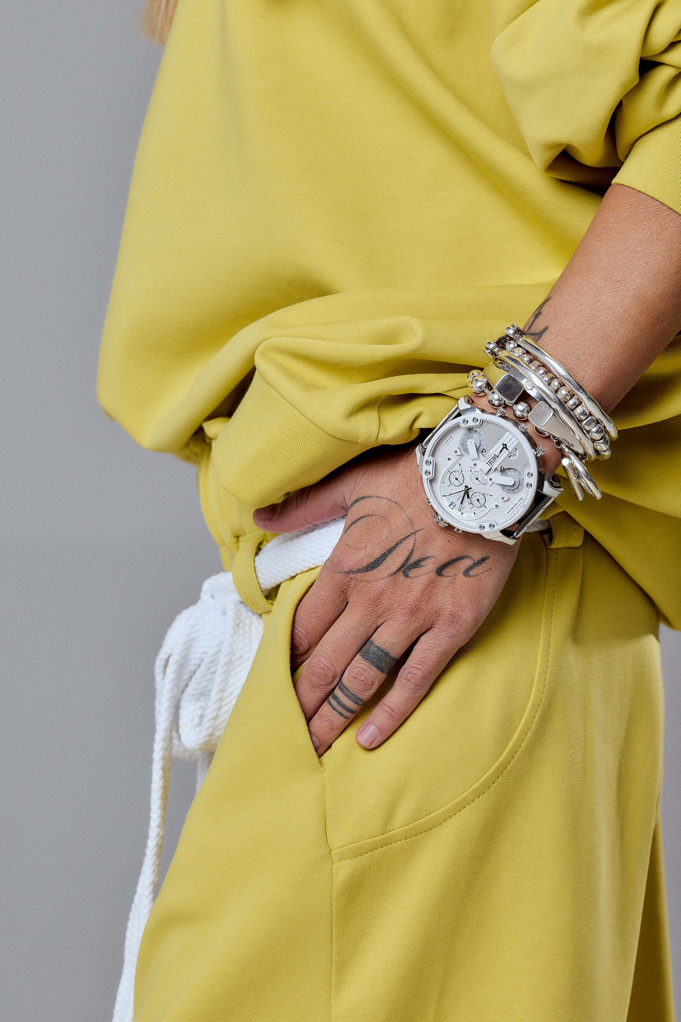 Yellow Oversized Sweat Set with Open Back - Image 9