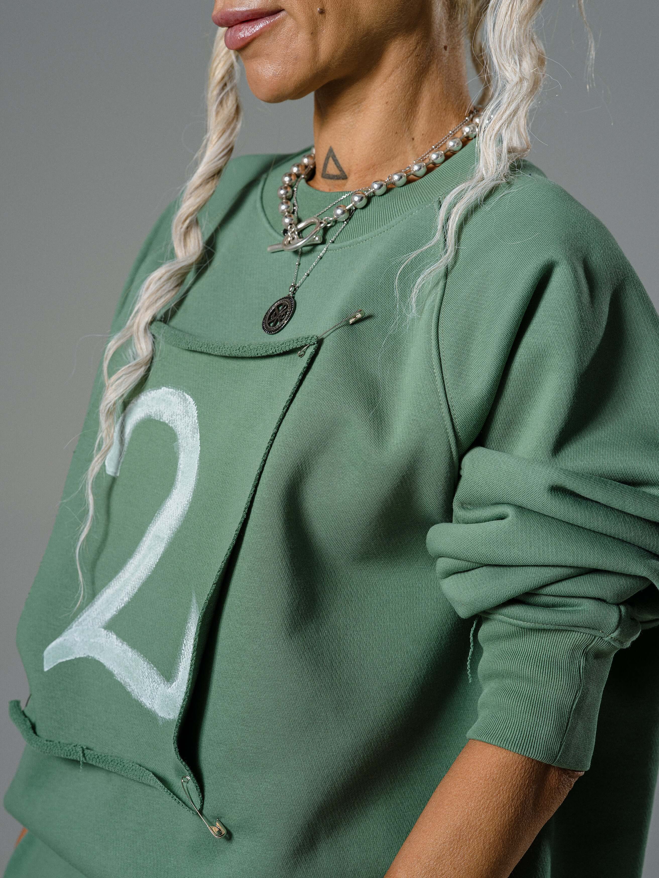 Sage Oversized Sweatshirt and Midi Skirt Set - Image 4