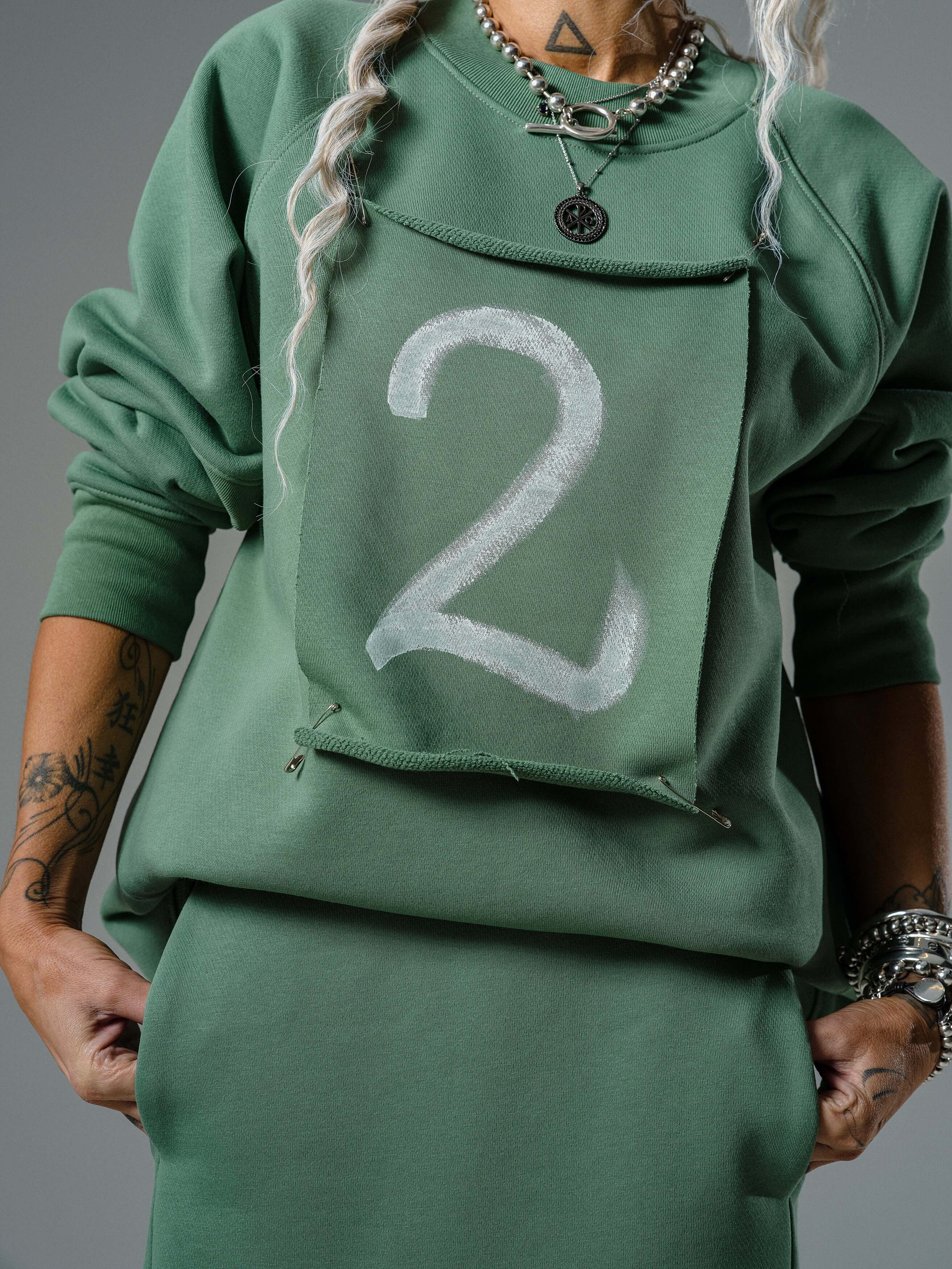 Sage Oversized Sweatshirt and Midi Skirt Set - Image 7