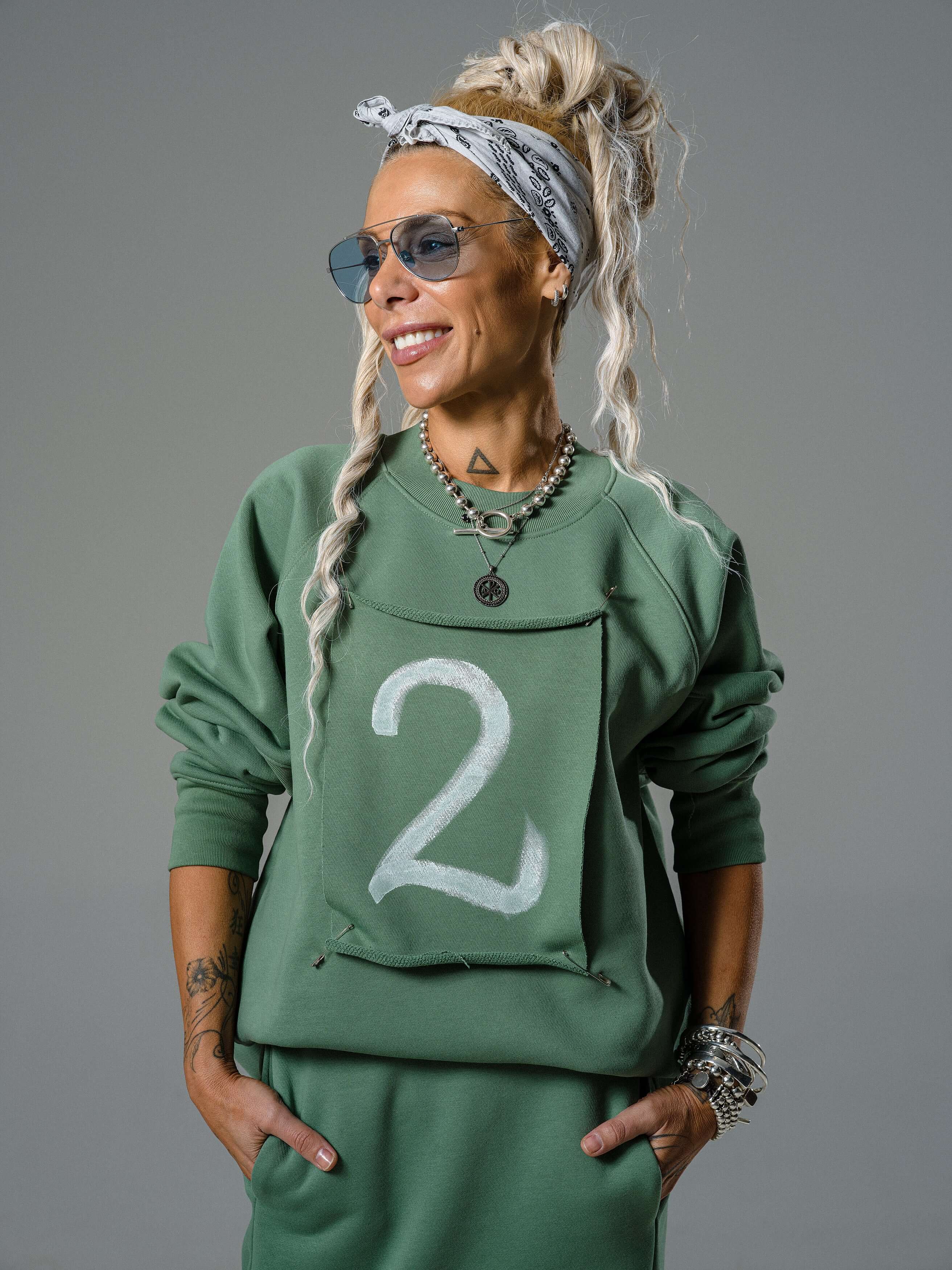Sage Oversized Sweatshirt and Midi Skirt Set - Image 8