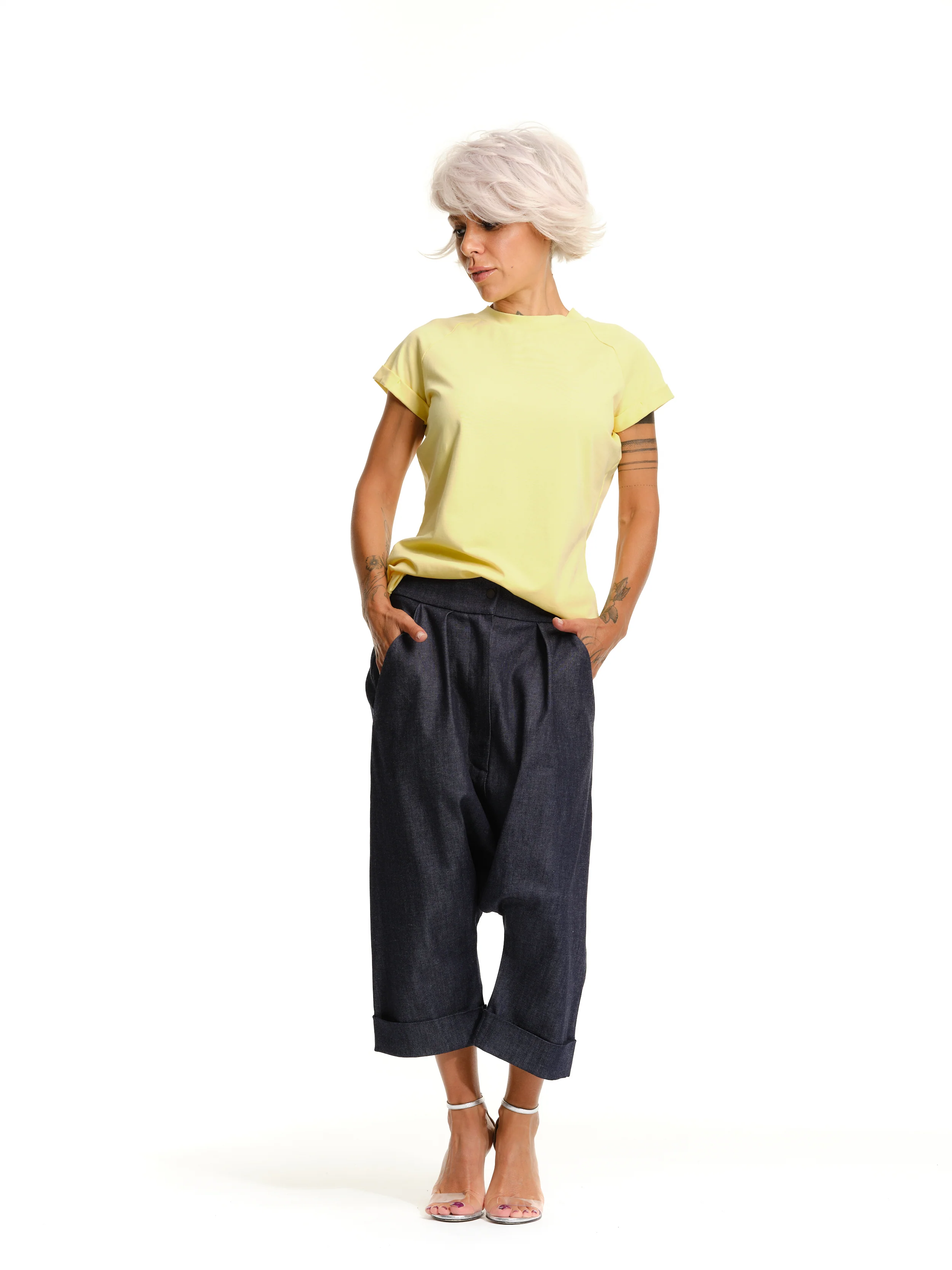 Yellow T-Shirt with Cuffed Sleeves - Image 5