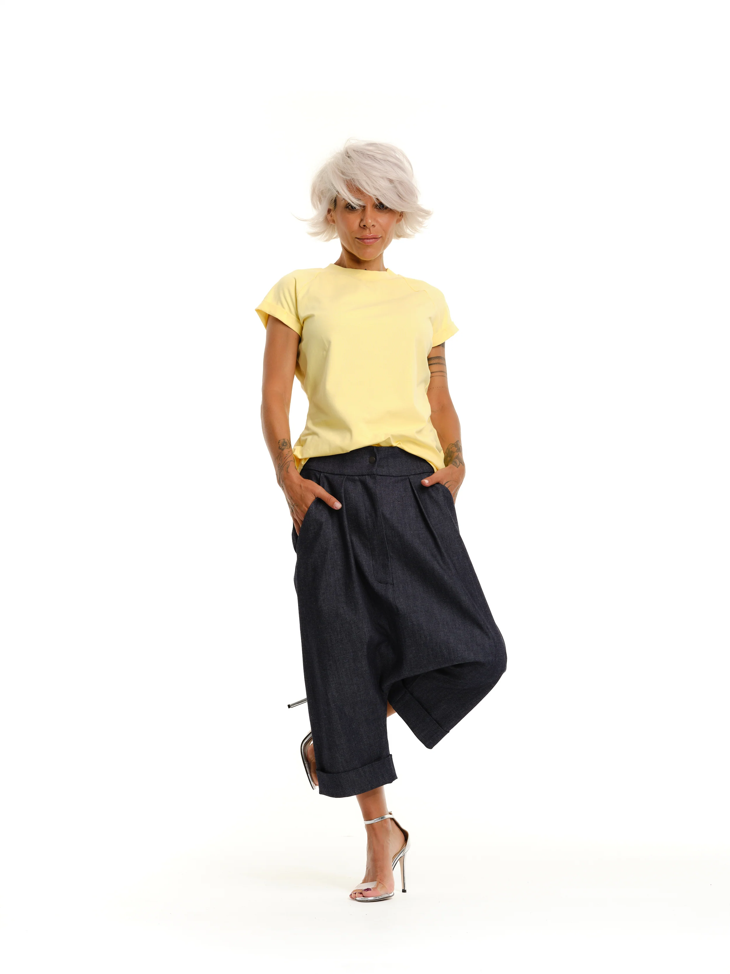 Yellow T-Shirt with Cuffed Sleeves - Image 8